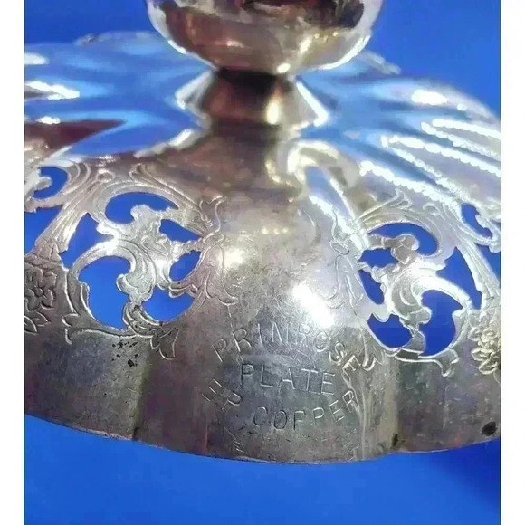 Vintage Silver Plate Candle Holder Trinket Candy Vanity Dish Ornate Petite - Picture 4 of 13